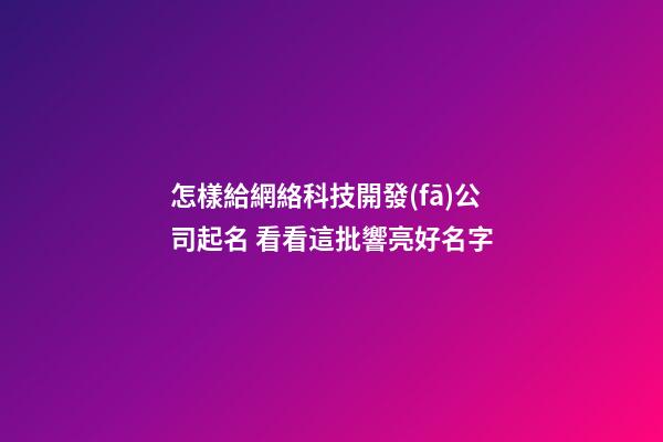 怎樣給網絡科技開發(fā)公司起名 看看這批響亮好名字-第1張-公司起名-玄機派